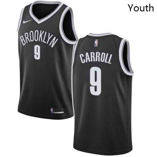Youth Nike Brooklyn Nets 9 DeMarre Carroll Swingman Black Road NBA Jersey Icon Edition